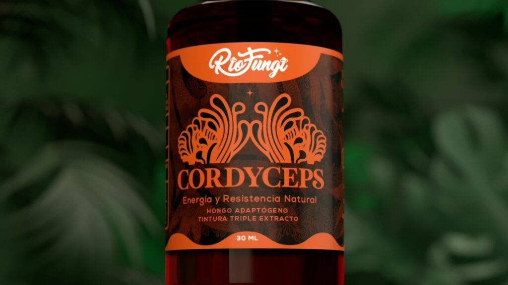 Cordyceps etiqueta frente Extracto Líquido