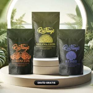 Combo Adaptógenos en cápsulas Río Fungi. Melena de Leon, Reishi, cordyceps