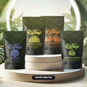 Combo x4 Adaptógenos en cápsulas Río Fungi. Ashwagandha, Melena de Leon, Reishi, cordyceps